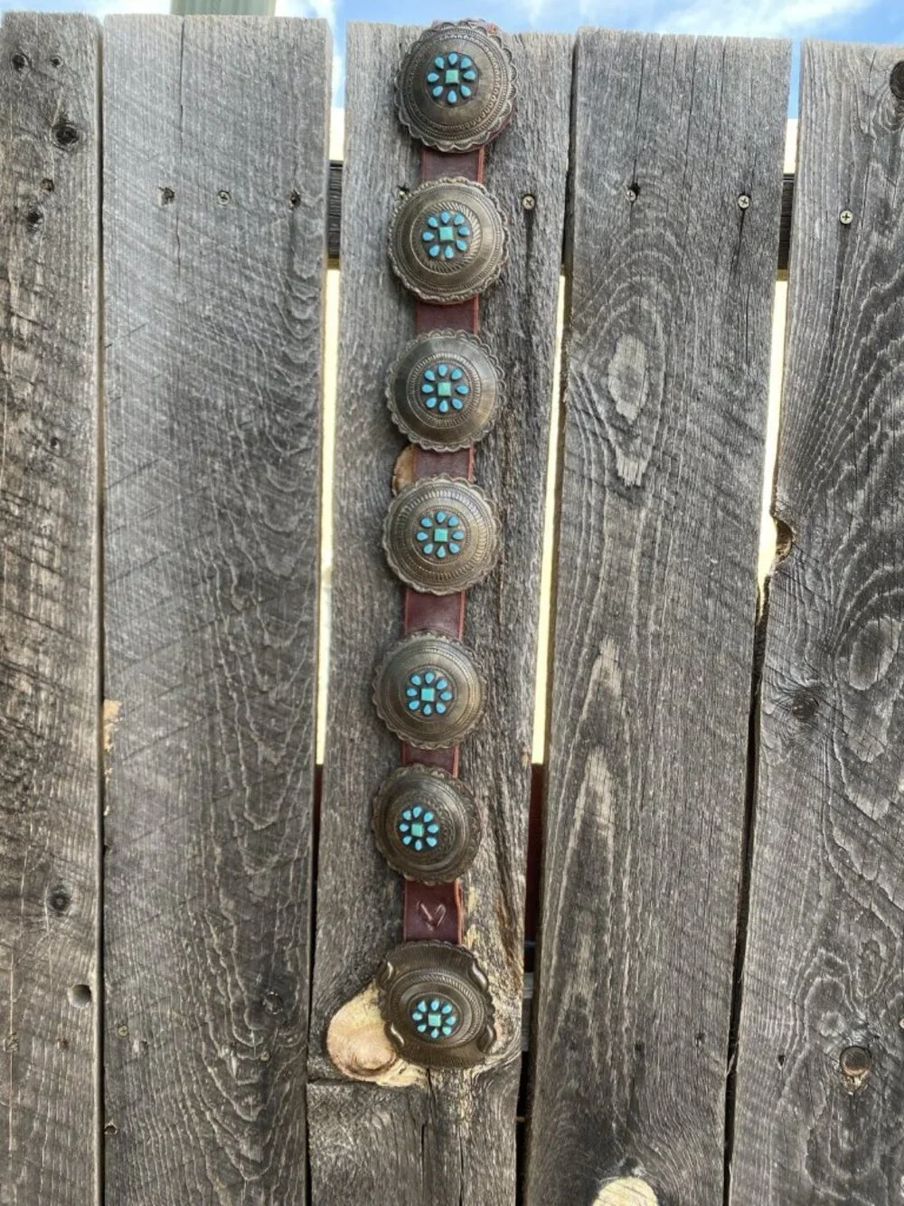 Navajo Eugene Charley Sterling Concho Belt Turquoise Vintage (NECF)